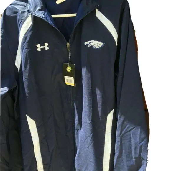 Under Armour NWT Jacket Mens Medium M Cold Gear Dark Blue/White Eagles Full Zip - Picture 5 of 9
